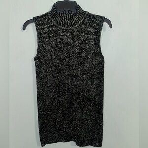 Tony Lambert Sleeveless Black and Gold Knit Top